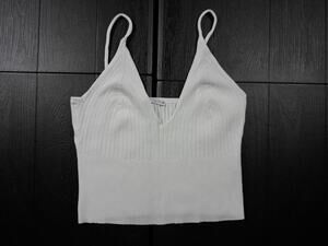 Zara white ribbed knit crop top  SZ L